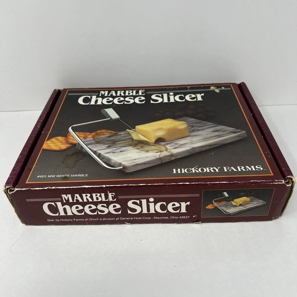 Hickory Farms Marble Cheese Slicer Gourmet #601 White USA Vintage Kitchen Tool